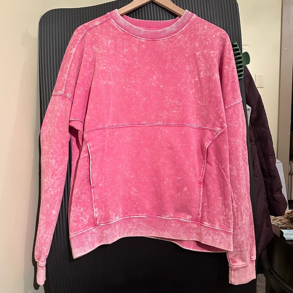 Tops - Pink Crew Neck Long Sleeve Sweatshirt